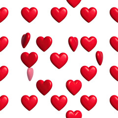 Red, shiny hearts pattern against a plain black background