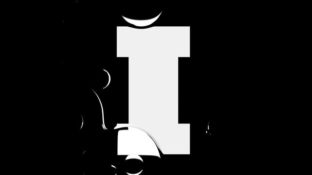 White Letter 1 Liquid Reveal Graphic Animation Loop Water Drop Text Effect