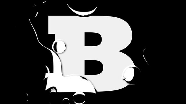 White Letter B Liquid Reveal Graphic Animation Loop Water Drop Text Effect