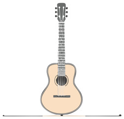 Obraz premium Acoustic Guitar Hand Drawn Style Illustration Music Instrument Strings Frets