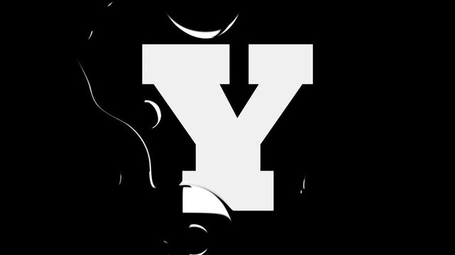 White Letter Y Liquid Reveal Graphic Animation Loop Water Drop Text Effect