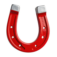 Red horseshoe with silver ends isolated on black
