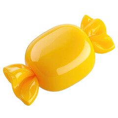 Glossy yellow candy, wrapped and tied