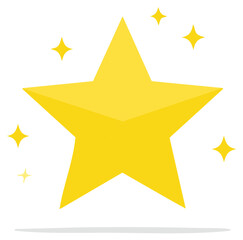 Obraz premium Golden star illustration with sparkles isolated on white background