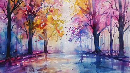 Beautiful watercolor flowers blend soft colors, creating a delicate and vibrant artwork.