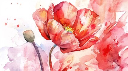Beautiful watercolor flowers blend soft colors, creating a delicate and vibrant artwork.