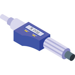 Digital Micrometer Measuring Tool Precision Instrument With Blue Casing And White Text Display Showing 8.000 In Isometric View On Transparent Background