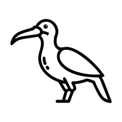 Blackandwhite bird icon. Line icon style editable stroke