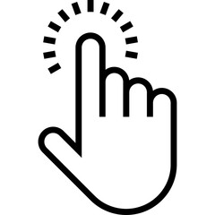 Digital Cursor Hand Icon With Animated Click Effect And Sunburst Rays On Transparent Background