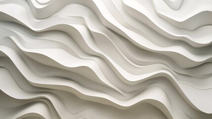 Abstract close-up of soft, undulating white waves forming layered, fluid patterns.