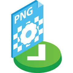 Digital File Icon Transparent Background with Check Mark Symbol Layered Isometric View