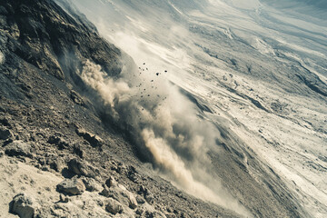 A pyroclastic flow racing down the side of a volcano at deadly speed