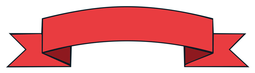 Red Ribbon Banner Graphic Element for Message Decoration or Callout
