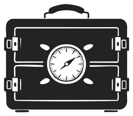 Navigation Suitcase with Compass, Hand Drawn Black and White Illustration, Journey and Adventure Concept, Luggage with Compass for Travel