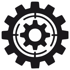 Gears Vector Graphic Interlocking Cogwheels Mechanism Symbol Precision Black and White