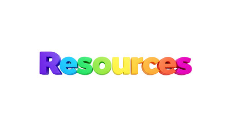 Colorful resources text isolated on transparent background, a concept of help