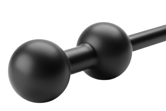 Black double ball massage roller for trigger point therapy on a transparent background