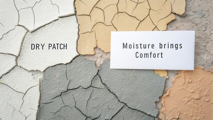 Dry Patch with Text on Wall Showing Moisture Brings Comfort Concept in Modern Interior Design and Home Maintenance