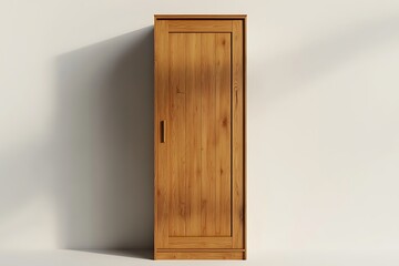 A slim wardrobe designed with a single smooth, unadorned door.