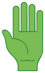 Vibrant Green Hand Icon: Graphic Element for Health, Nature, Environment Themes
