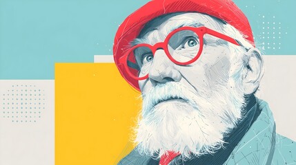 Modern young Santa Claus character with vibrant colors and playful design in festive setting