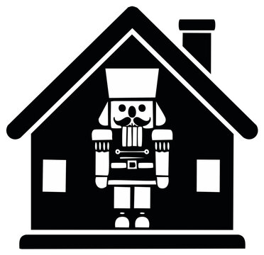 black nutcracker in house silhouette clip art preview
