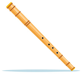 Naklejka premium Traditional bamboo woodwind instrument with finger holes for playing music