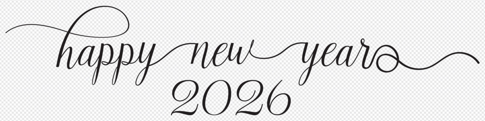 HAPPY NEW YEAR  black vector brush calligraphy banner
