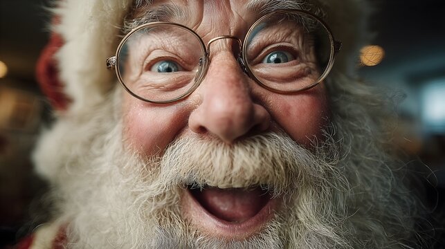 Santa Claus happily spreading joy in a festive setting during the holiday season
