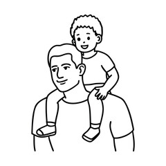 Father carrying son happy family illustration vector