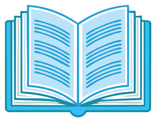 Open Blue Book with Text Lines