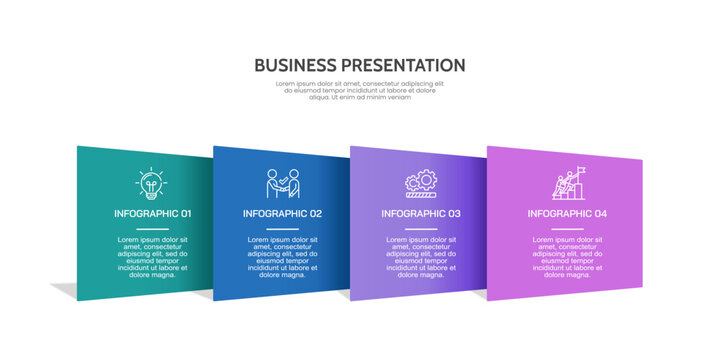 Business Infographic Presentation Template with 4 Options Steps for Success and Growth. Vector illustration.