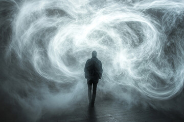 A swirling mist that glows when someone walks through it  