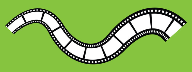 Fototapeta premium Photographic film in retro style, Film strip icon used for videography elements, cinema reel. Trendy editable camera roll effect design. Curved film strip.