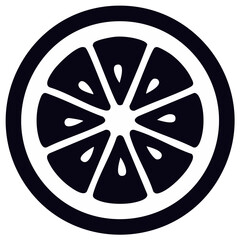 Obraz premium Stylized Orange Fruit Slice Icon Black and White Graphic Illustration