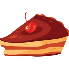 Pixel Art Slice Of Chocolate Cake With Cherry On Top Transparent Background