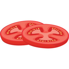 Pixel Art Sliced Tomatoes Transparent Background Red Fruit Healthy Food Ingredient