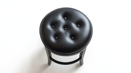 Black bar stool top view on white background