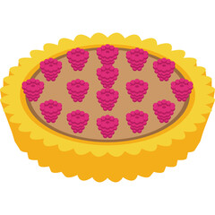 Pixel Art Raspberry Tart with Golden Crust and Pink Filling on a Transparent Background
