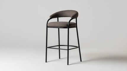 Black metal bar stool with cushioned seat