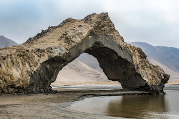 A twisted rock arch sculpted by centuries of wind erosion