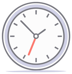 Stylized wall clock with hour minute and second hands displaying the time in illustration format