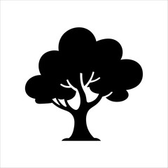 Vector tree silhouette with roots illustration