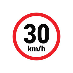 Speed limit sign 30 km h icon vector design illustration
