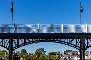Chesapeake Beach, Maryland USA  A pedestrian arched bridge in the historic town centre.