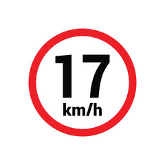 Fototapeta premium Speed limit sign 17 km h icon vector design illustration