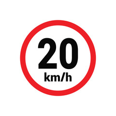 Speed limit sign 20 km h icon vector design illustration