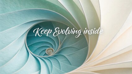 Elegant spiral design showcasing soft pastel colors with a motivational quote about personal growth and evolution in life journey