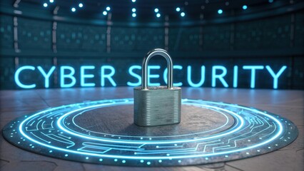 A digital padlock representing cyber security and protection