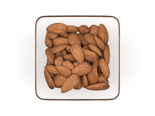 Glass bowl with almonds